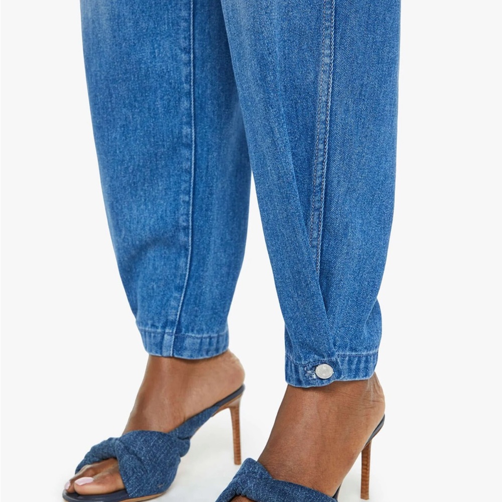 MOTHER High-Rise Cropped Balloon Jeans in Medium Blue - Picture 6 of 16